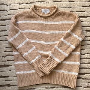 La Ligne Tan and White Striped Knit Sweater